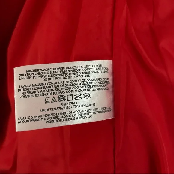 Woolrich Womens Size Small Quilted Puffer Red Orange Zip Up Vest Gold Buttons - Picture 4 of 7